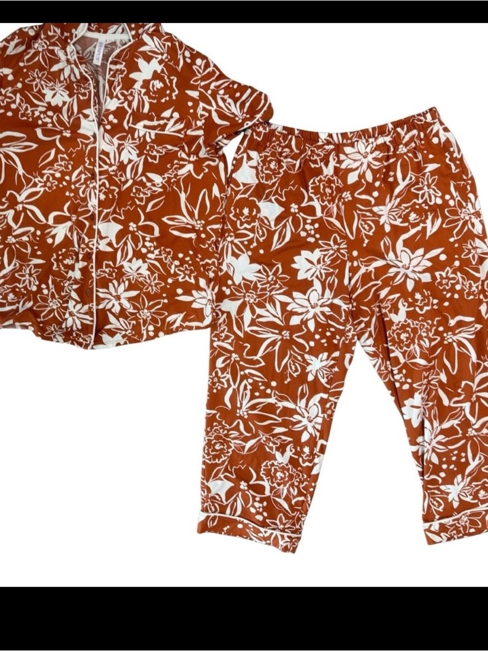 Women’s Floral Pajama Set - Rust White